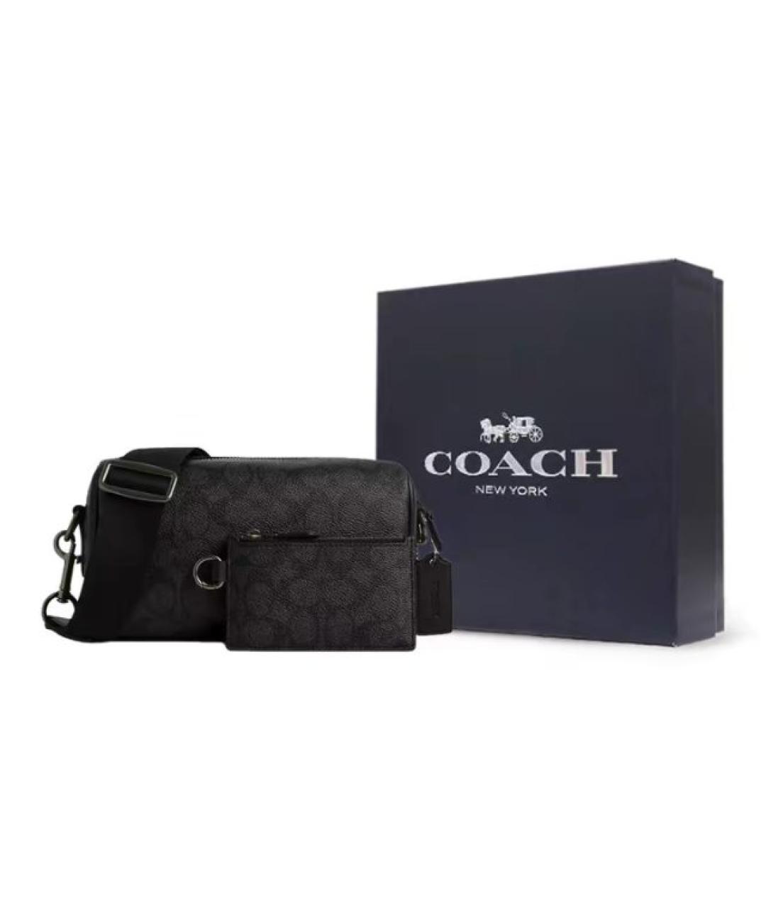 COACH Черная кожаная поясная сумка, фото 1