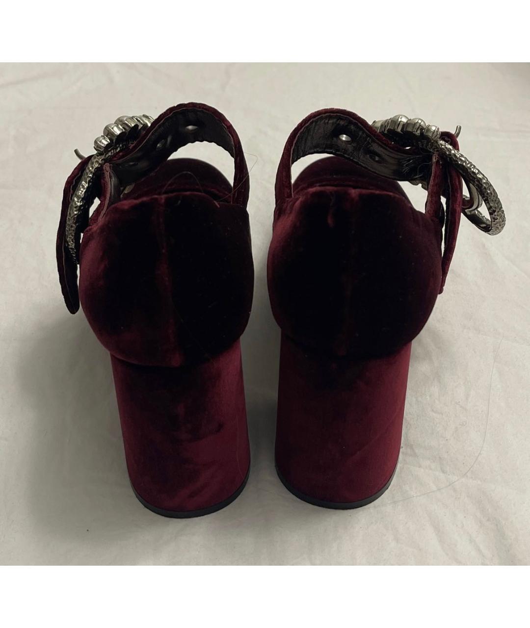 MIU MIU Бордовые бархатные туфли, фото 4