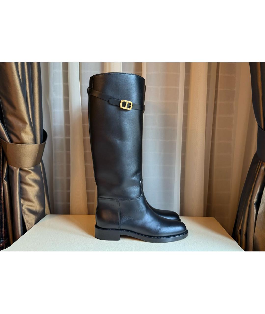 CHRISTIAN DIOR Черные кожаные сапоги, фото 8