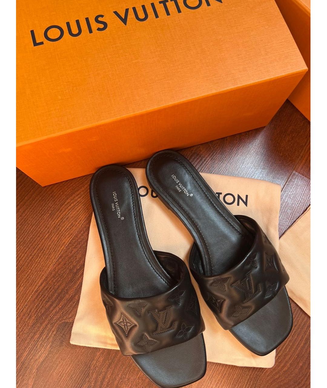 LOUIS VUITTON Черные кожаные мюли, фото 3