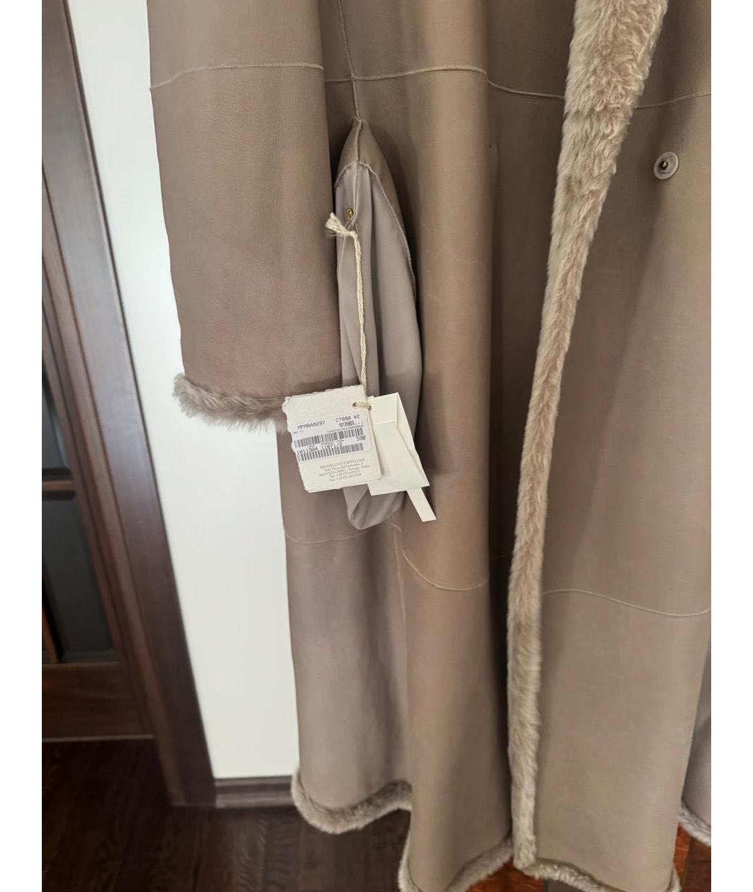 BRUNELLO CUCINELLI Бежевая меховая дубленка, фото 7