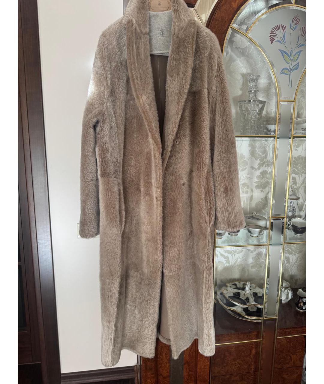BRUNELLO CUCINELLI Бежевая меховая дубленка, фото 9