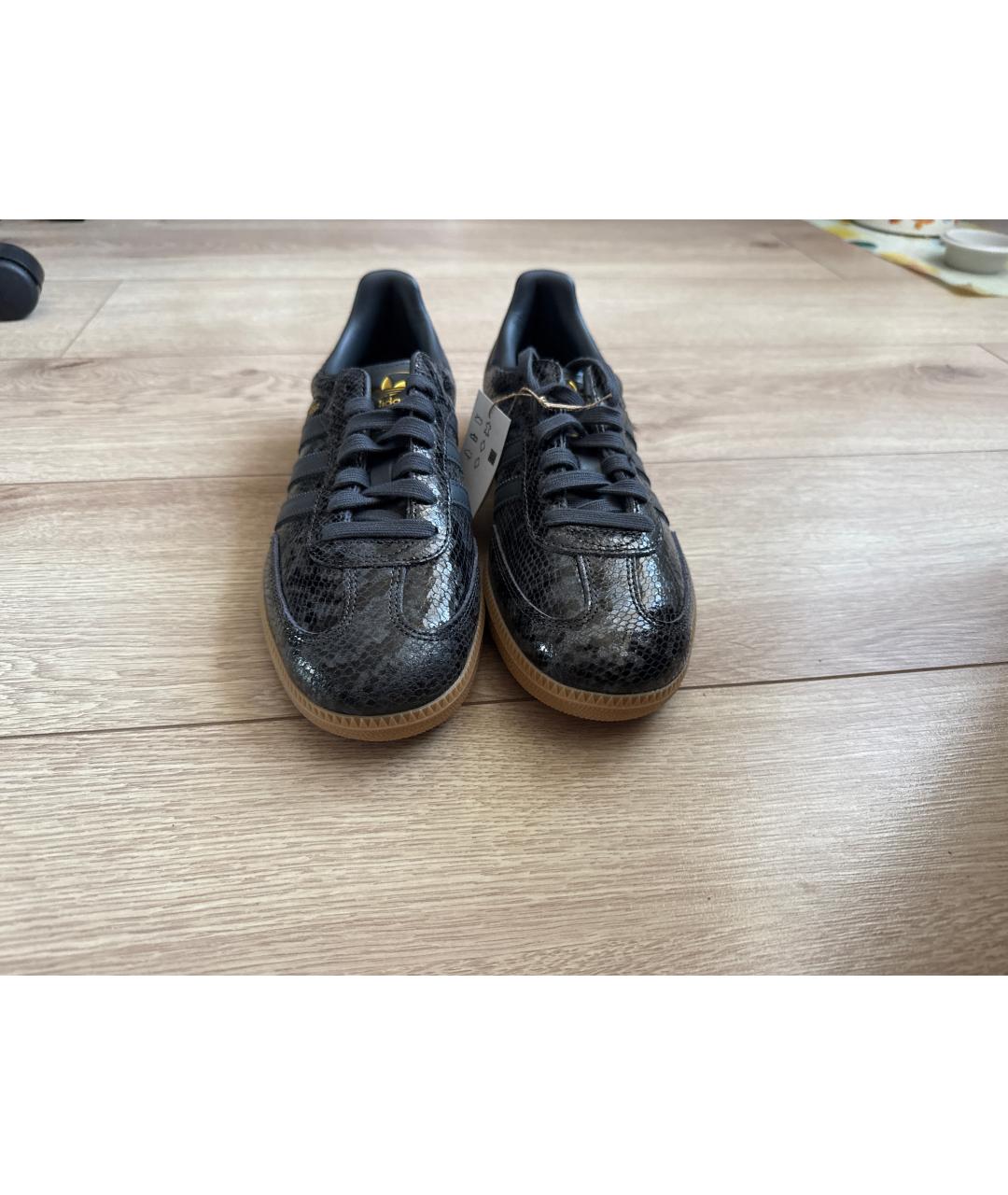 ADIDAS Черные кожаные кеды, фото 2
