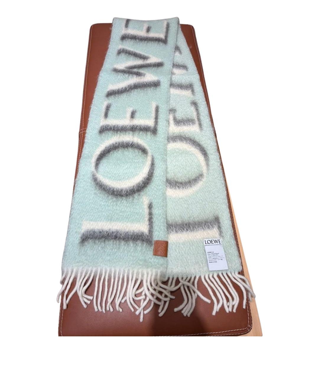 LOEWE Голубой шерстяной шарф, фото 10