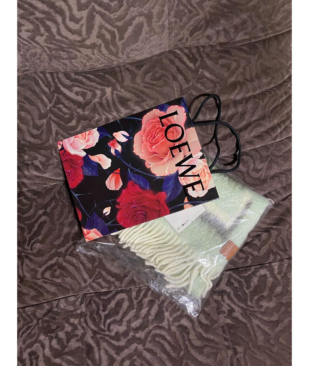 LOEWE Голубой шерстяной шарф, фото 4