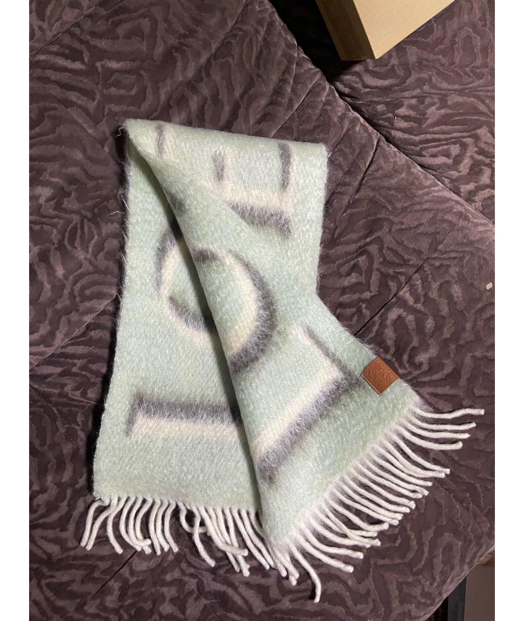 LOEWE Голубой шерстяной шарф, фото 6