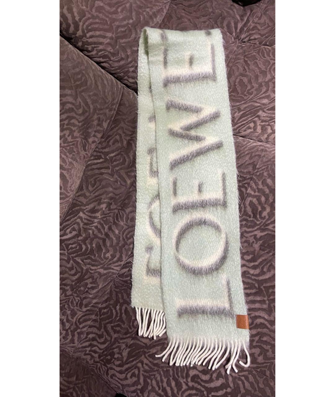 LOEWE Голубой шерстяной шарф, фото 7