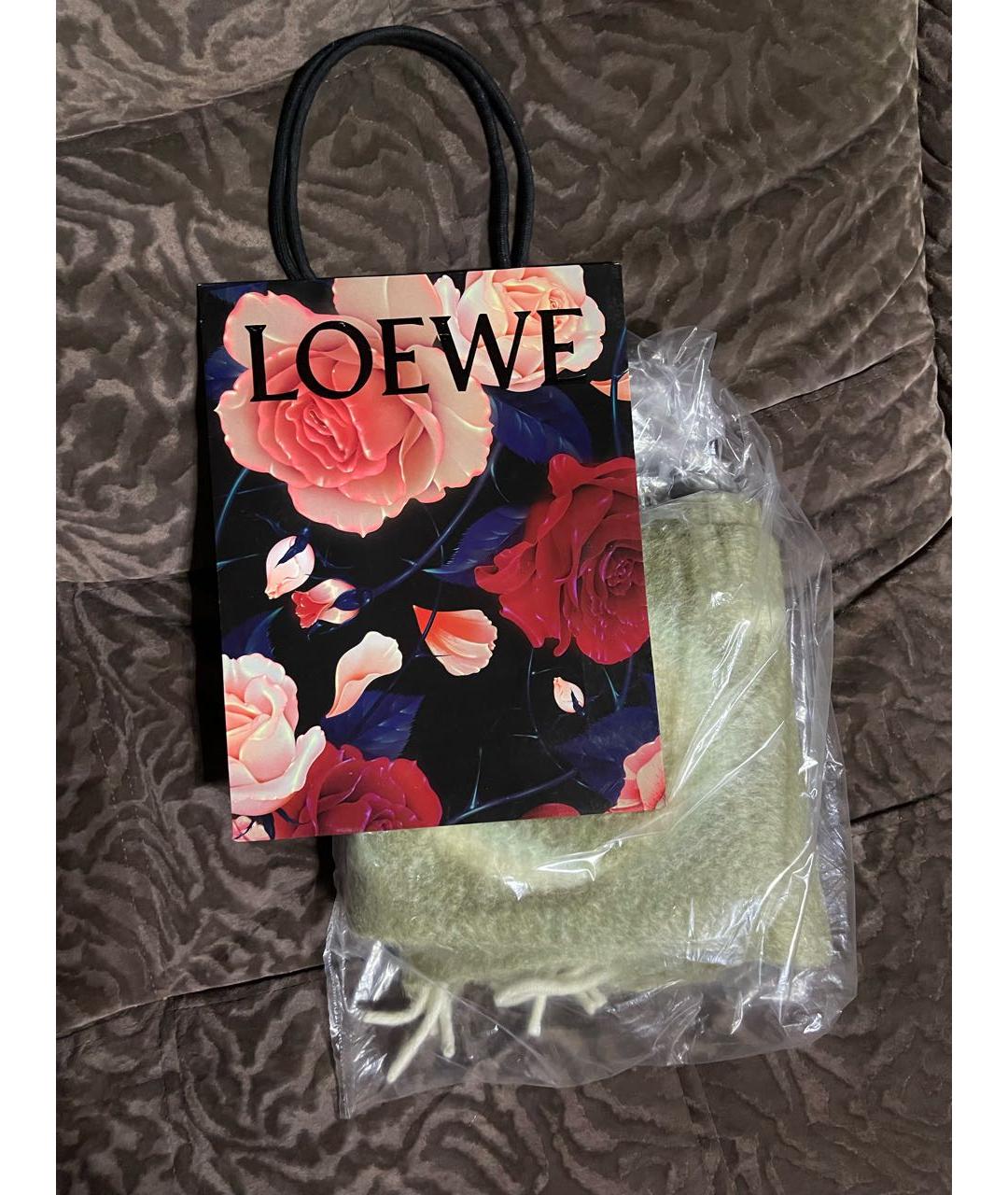 LOEWE Серый шерстяной шарф, фото 4