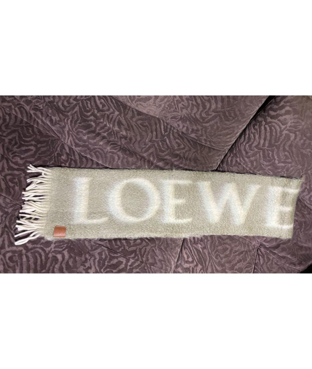 LOEWE Серый шерстяной шарф, фото 3