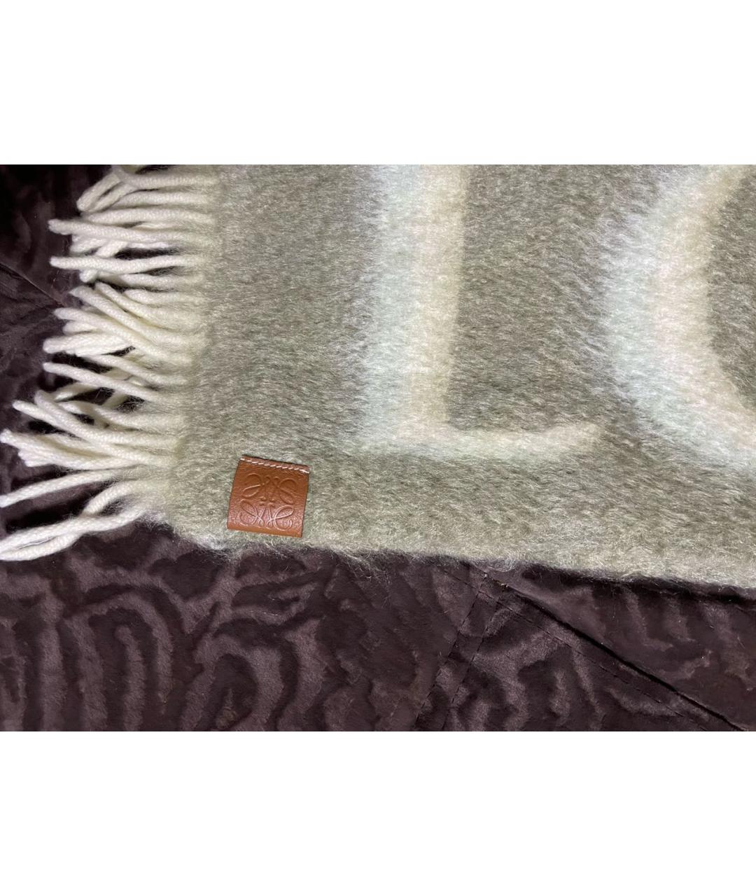 LOEWE Серый шерстяной шарф, фото 7