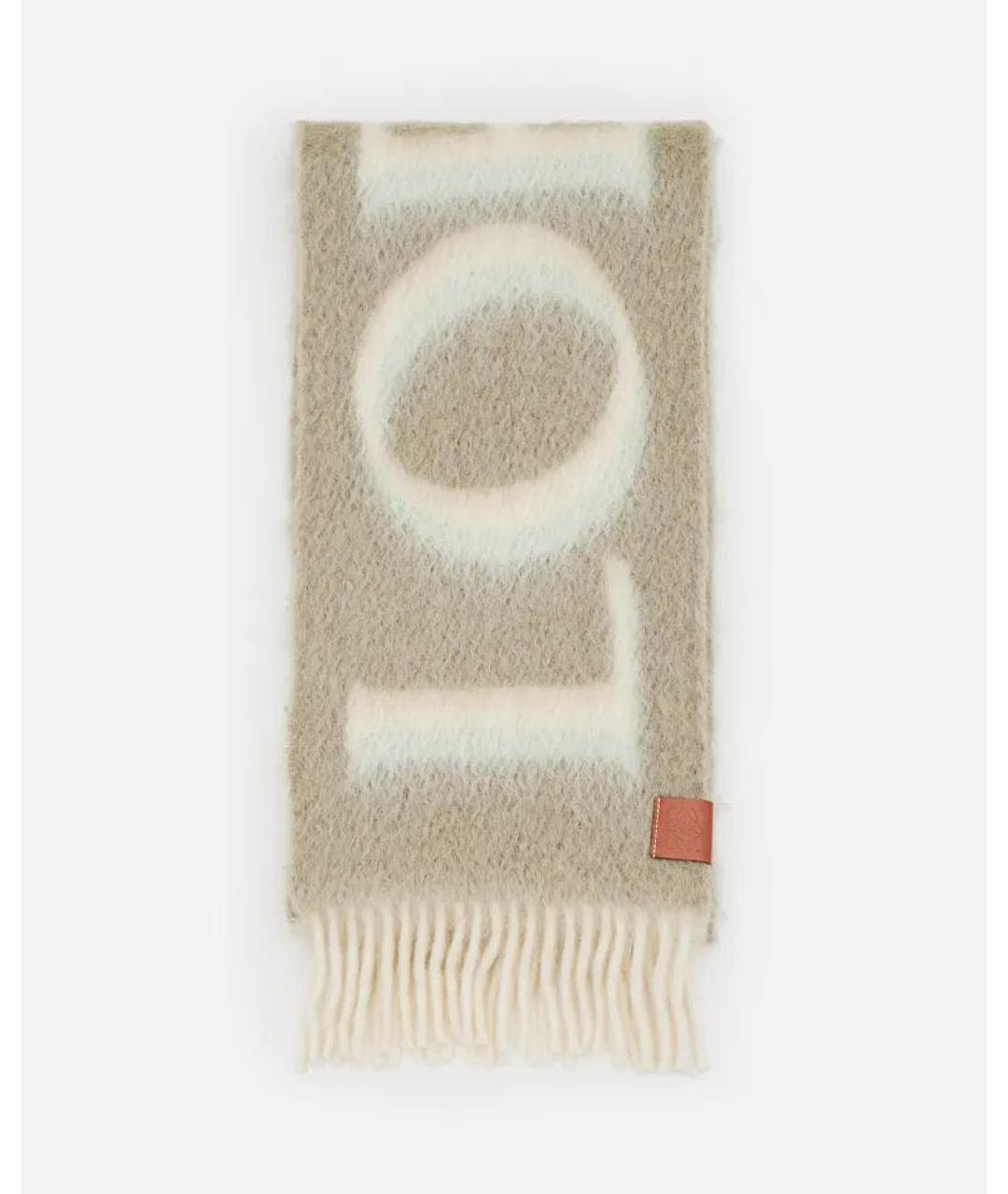 LOEWE Серый шерстяной шарф, фото 9