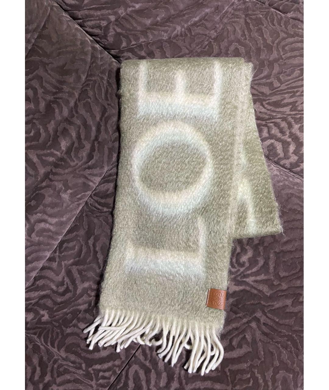 LOEWE Серый шерстяной шарф, фото 5