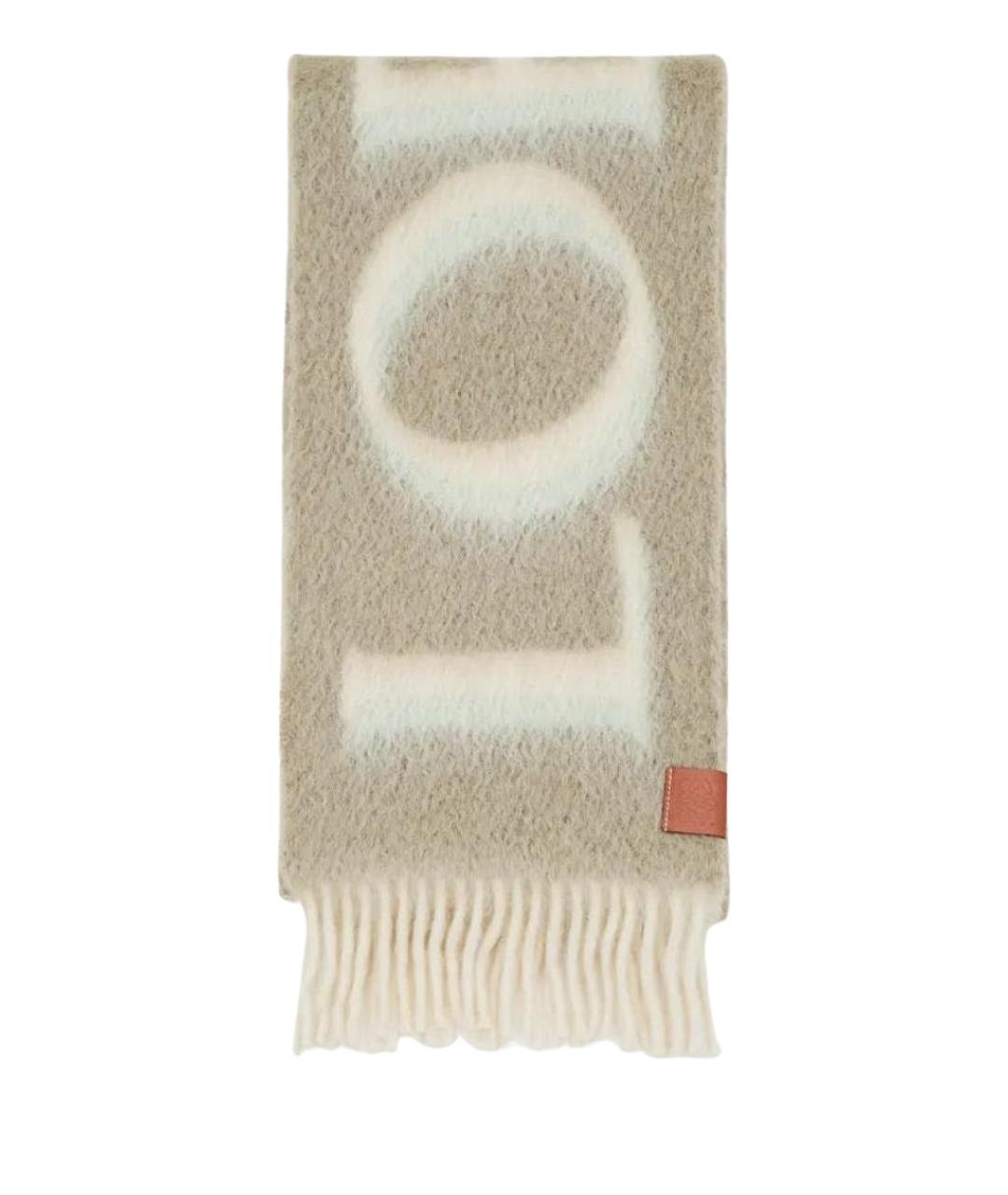 LOEWE Серый шерстяной шарф, фото 1