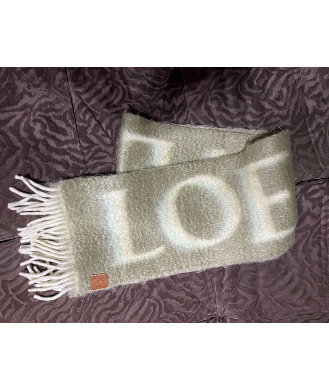 LOEWE Серый шерстяной шарф, фото 6