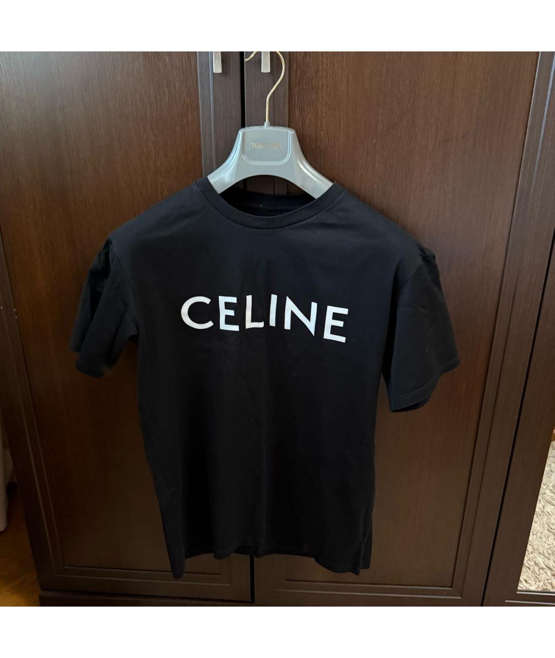CELINE Черная хлопковая футболка, фото 2