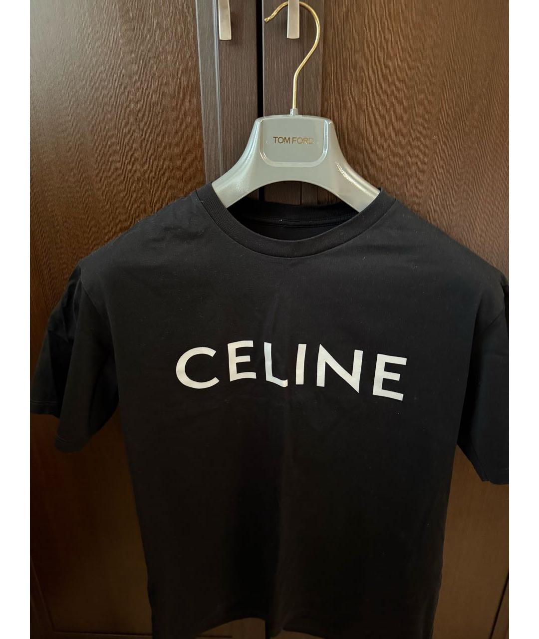 CELINE Черная хлопковая футболка, фото 5