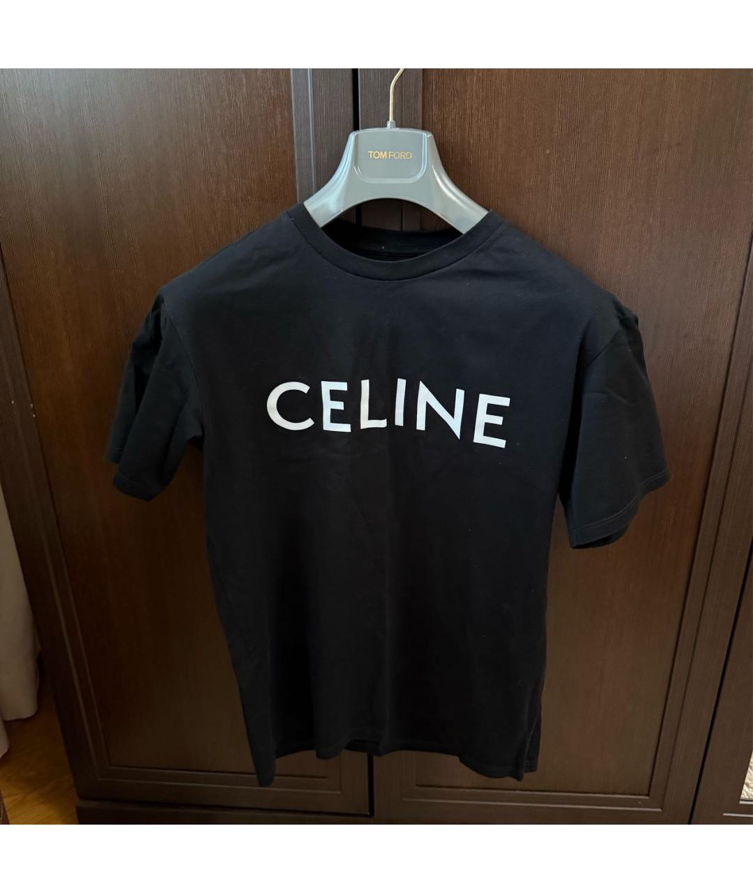 CELINE Черная хлопковая футболка, фото 3