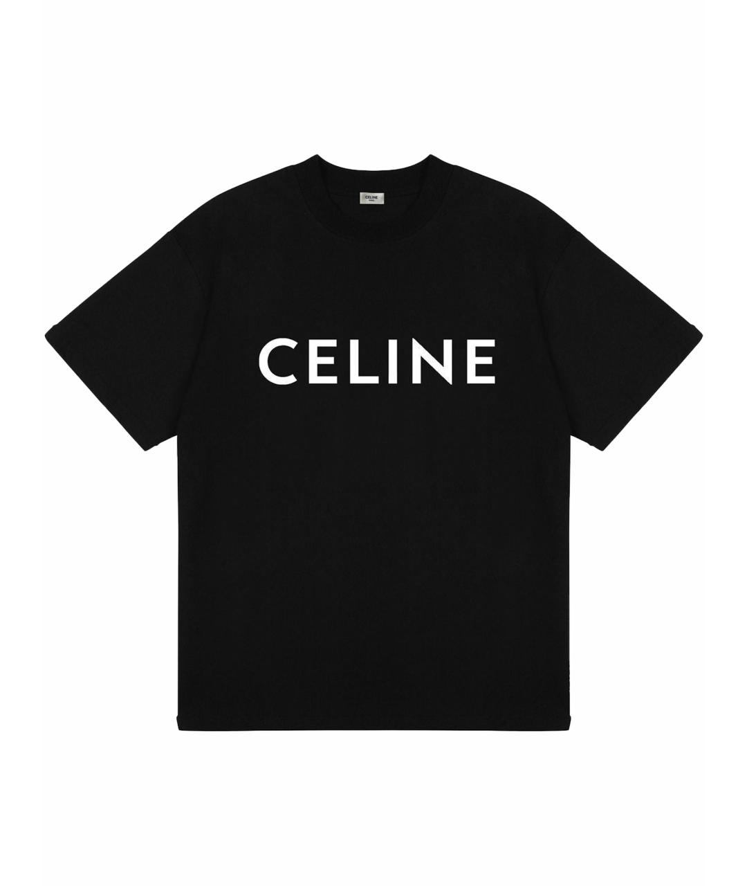 CELINE Черная хлопковая футболка, фото 1