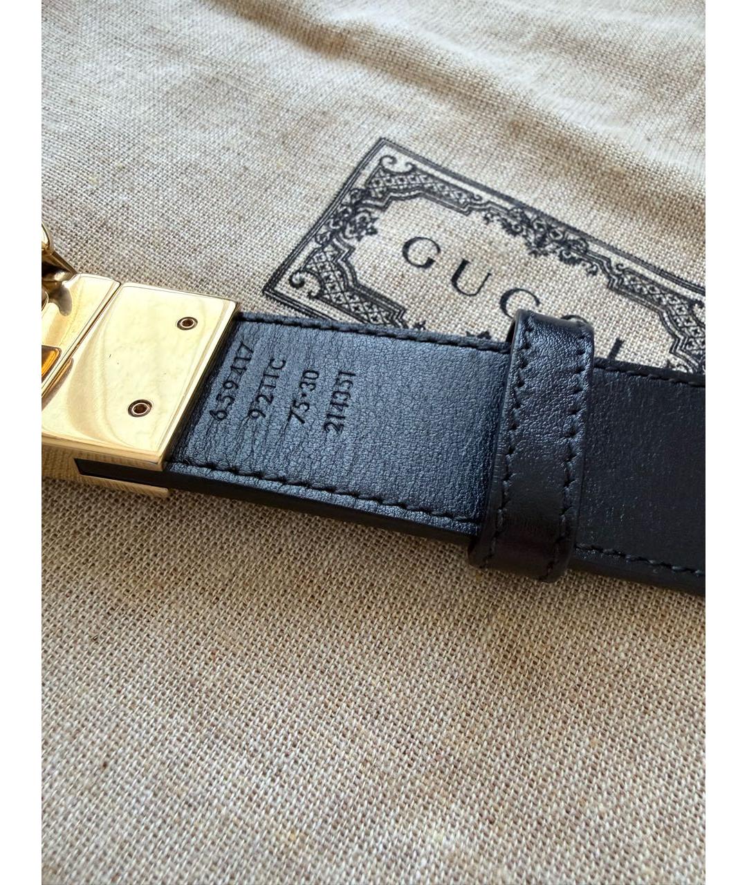 GUCCI Черный кожаный ремень, фото 3