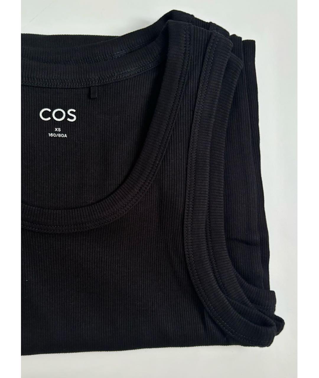 COS Черная хлопко-эластановая майка, фото 2