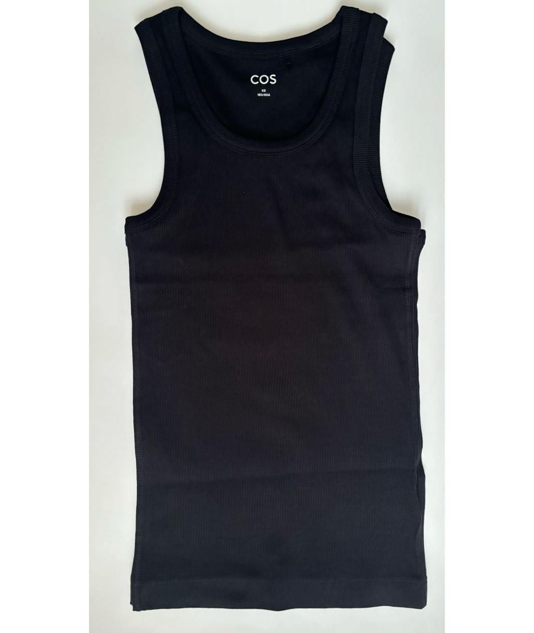 COS Черная хлопко-эластановая майка, фото 3