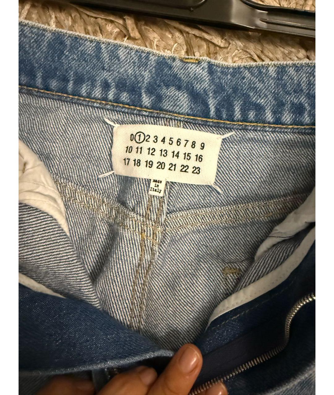 MAISON MARGIELA Голубые хлопковые прямые джинсы, фото 5