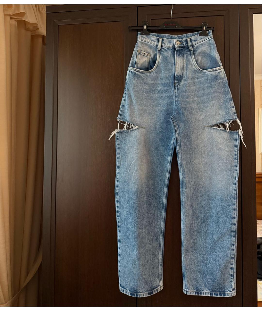 MAISON MARGIELA Голубые хлопковые прямые джинсы, фото 6