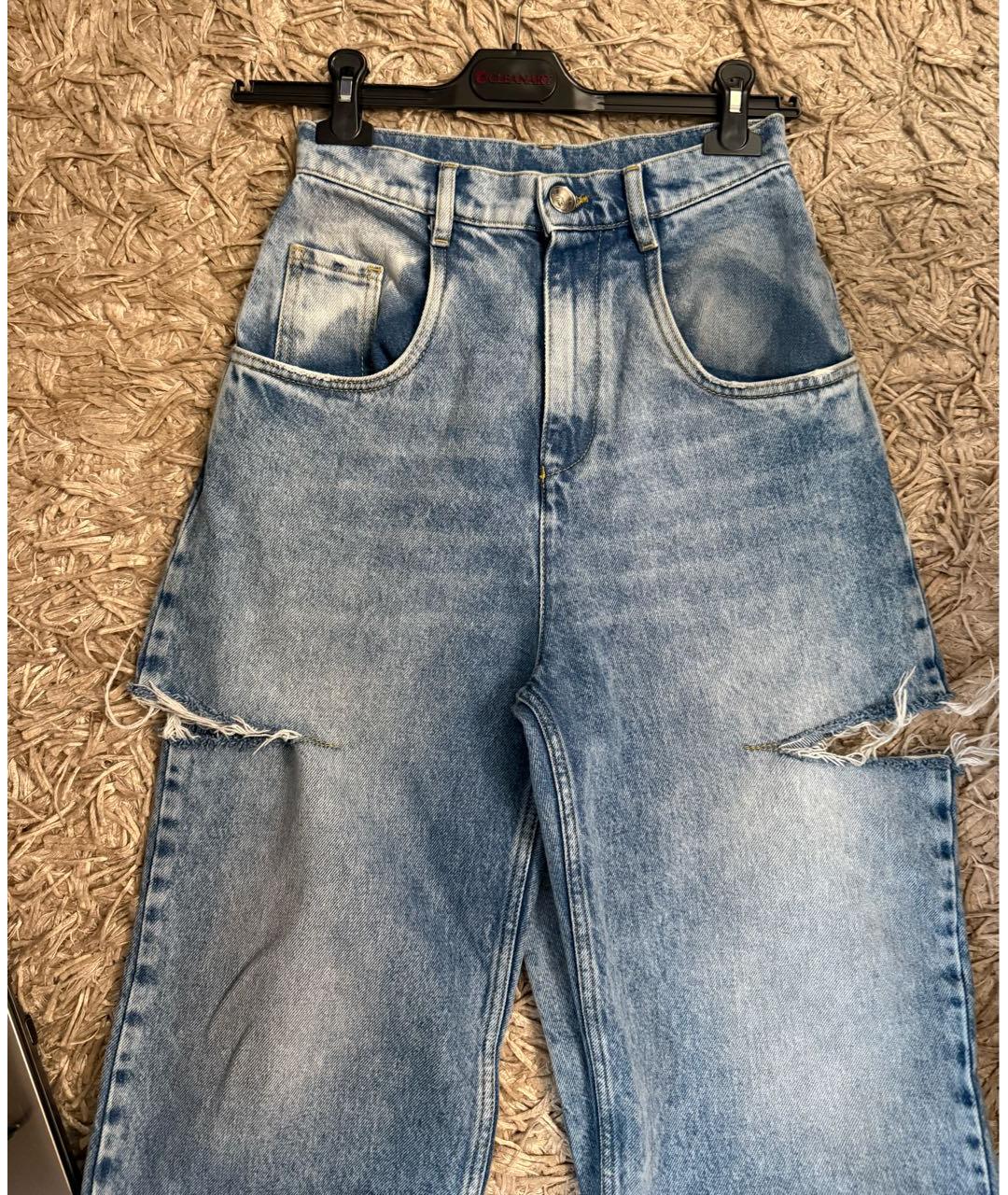 MAISON MARGIELA Голубые хлопковые прямые джинсы, фото 4
