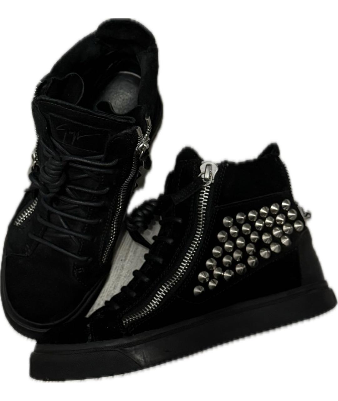 GIUSEPPE ZANOTTI DESIGN Черные замшевые кеды, фото 5
