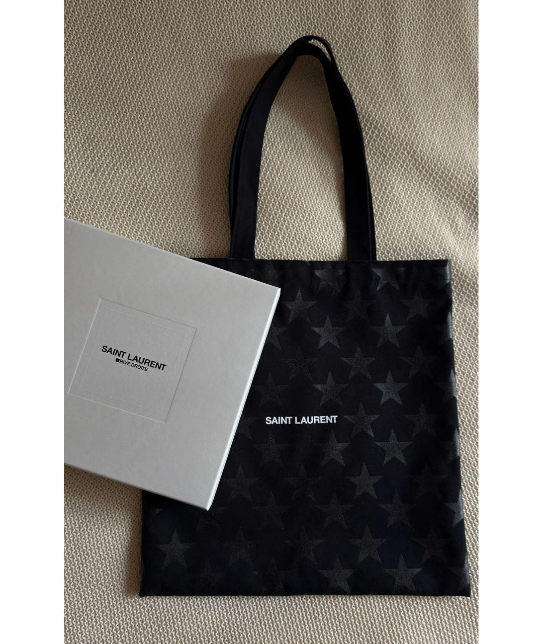 SAINT LAURENT Черная хлопковая сумка тоут, фото 2