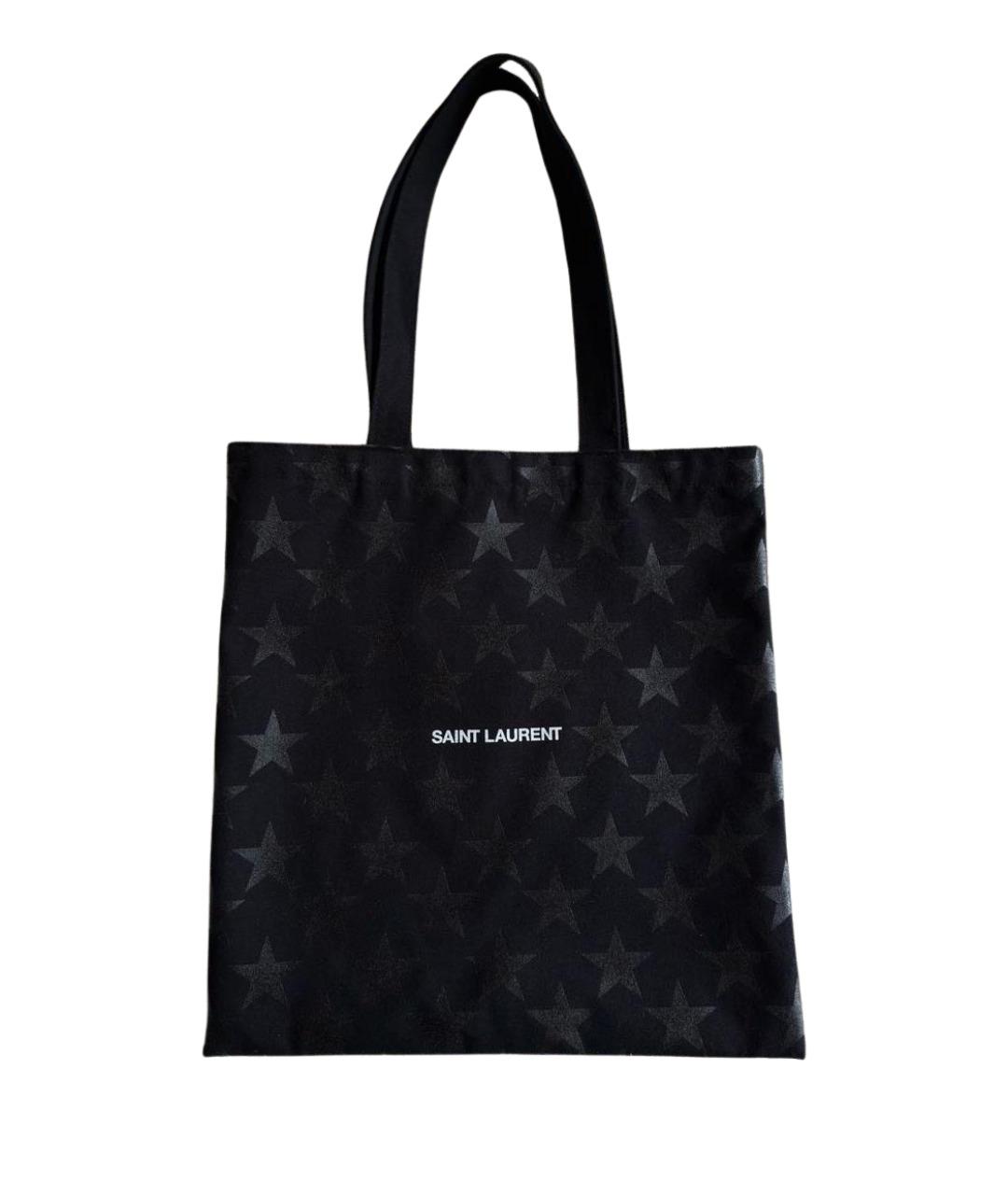SAINT LAURENT Черная хлопковая сумка тоут, фото 1