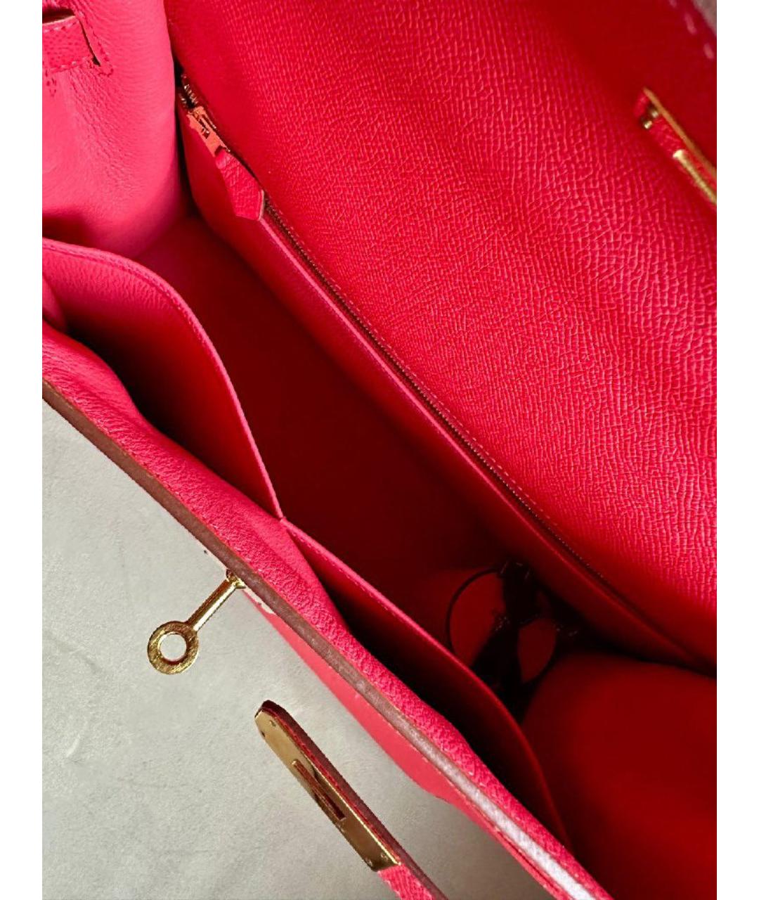 HERMES Красная кожаная сумка с короткими ручками, фото 8