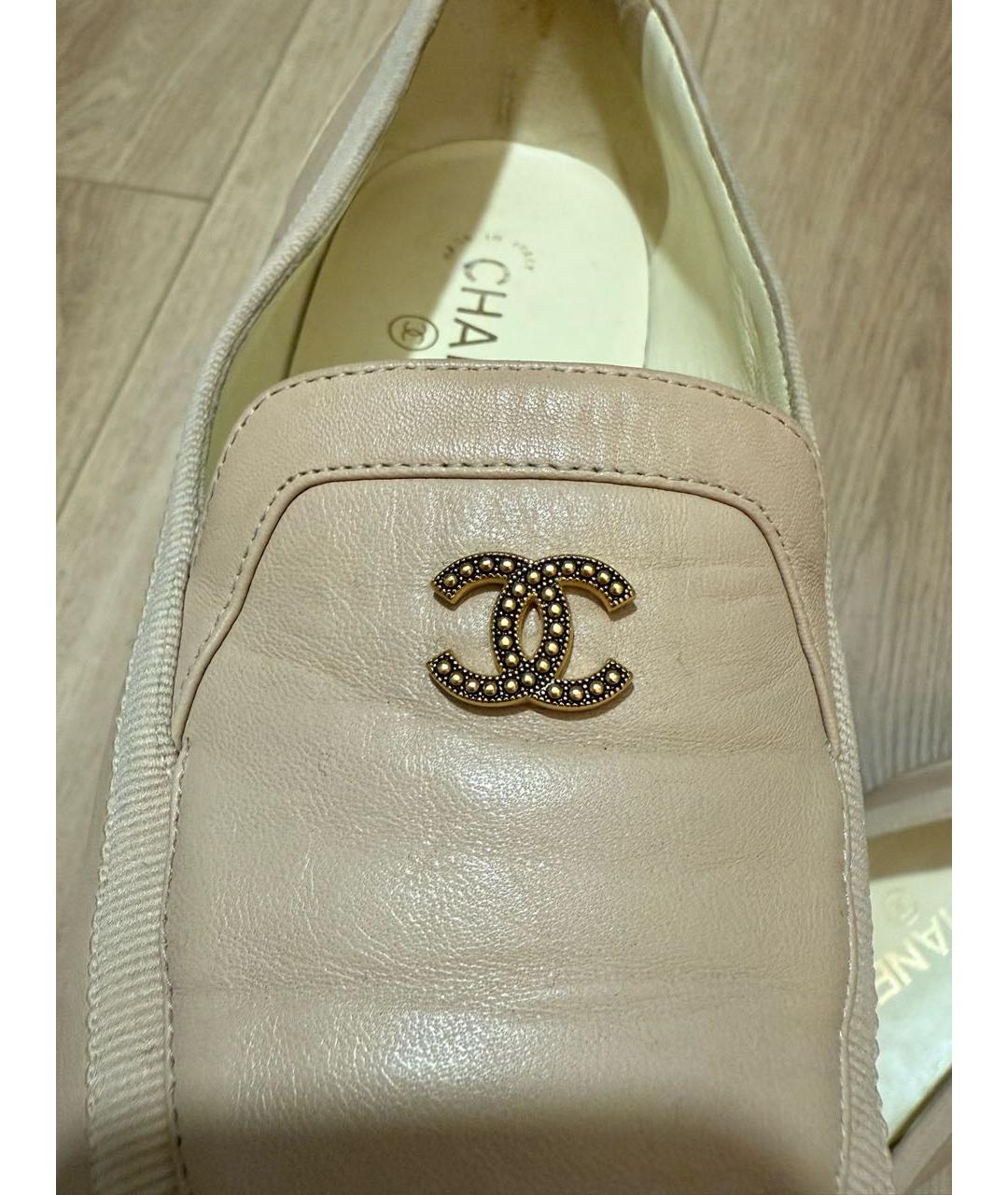 CHANEL Бежевые кожаные лоферы, фото 6