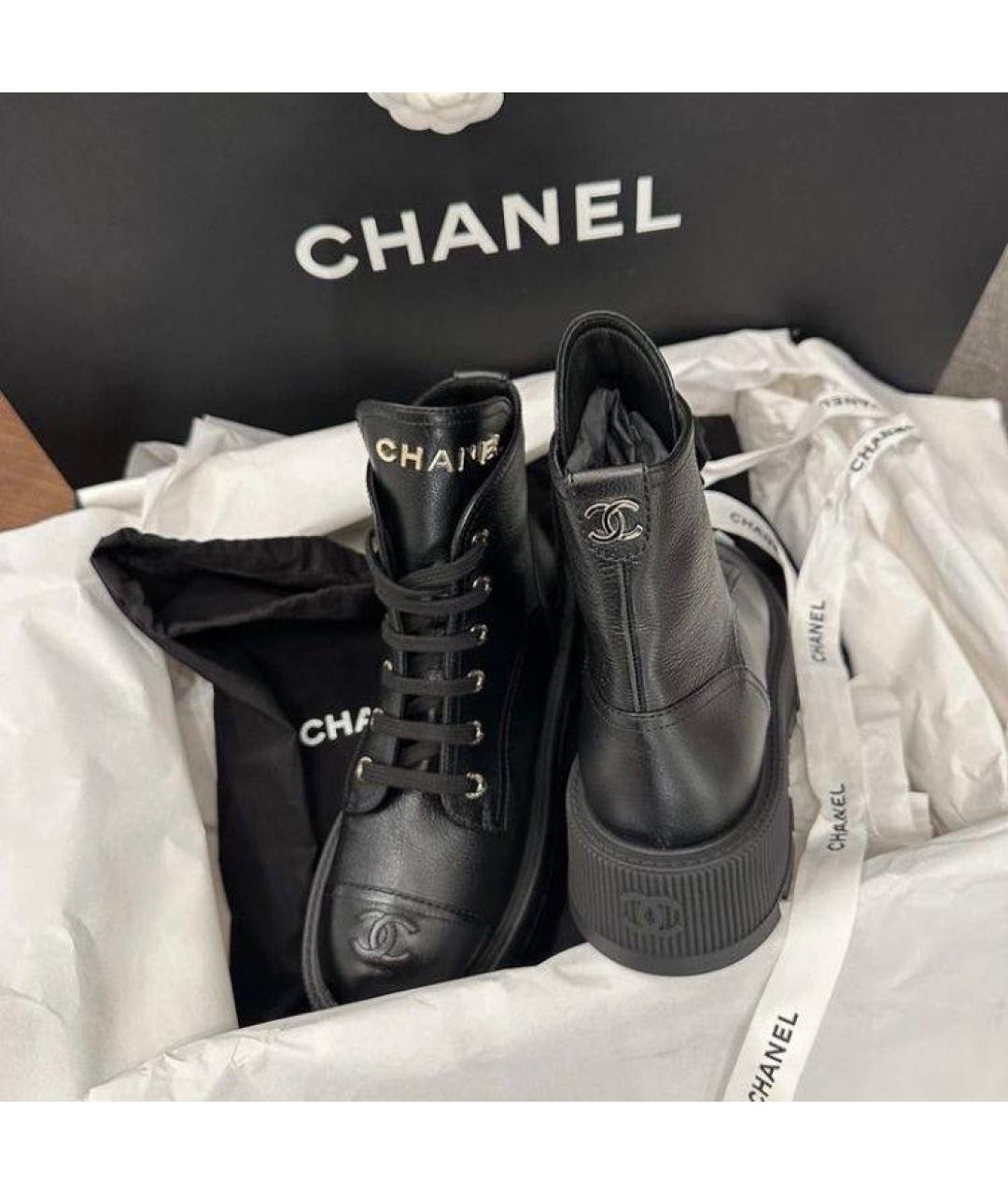 CHANEL Черные кожаные ботинки, фото 2