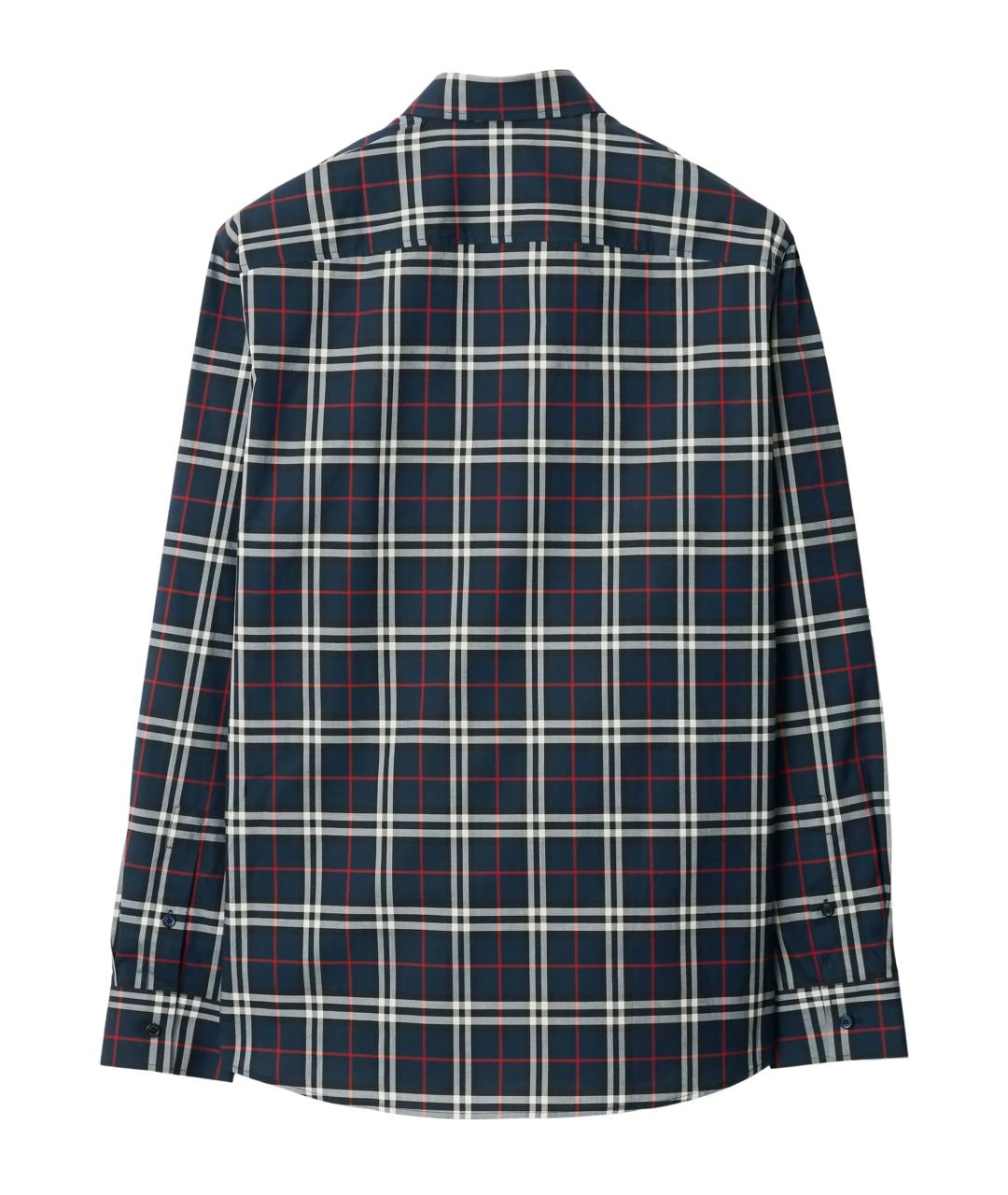 BURBERRY Темно-синяя хлопковая кэжуал рубашка, фото 2