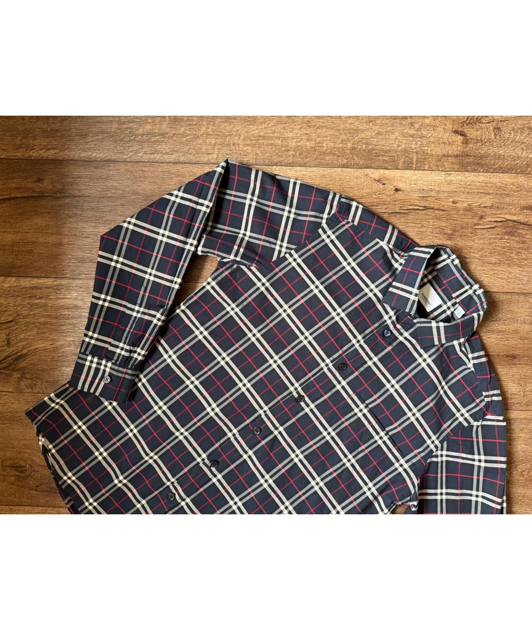 BURBERRY Темно-синяя хлопковая кэжуал рубашка, фото 5