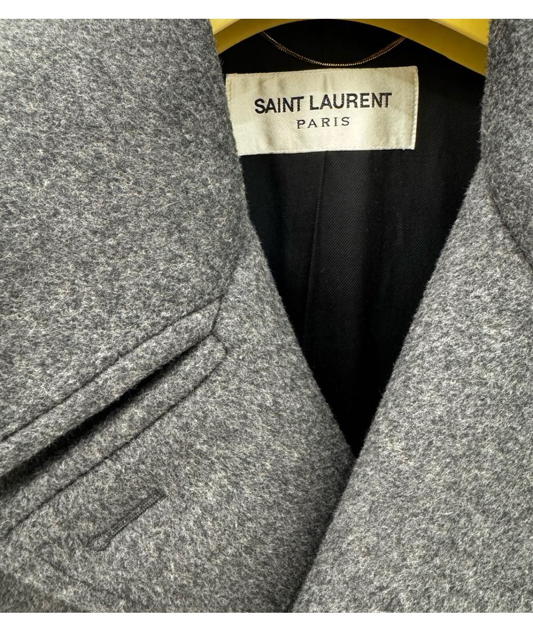 SAINT LAURENT Серое кашемировое пальто, фото 3