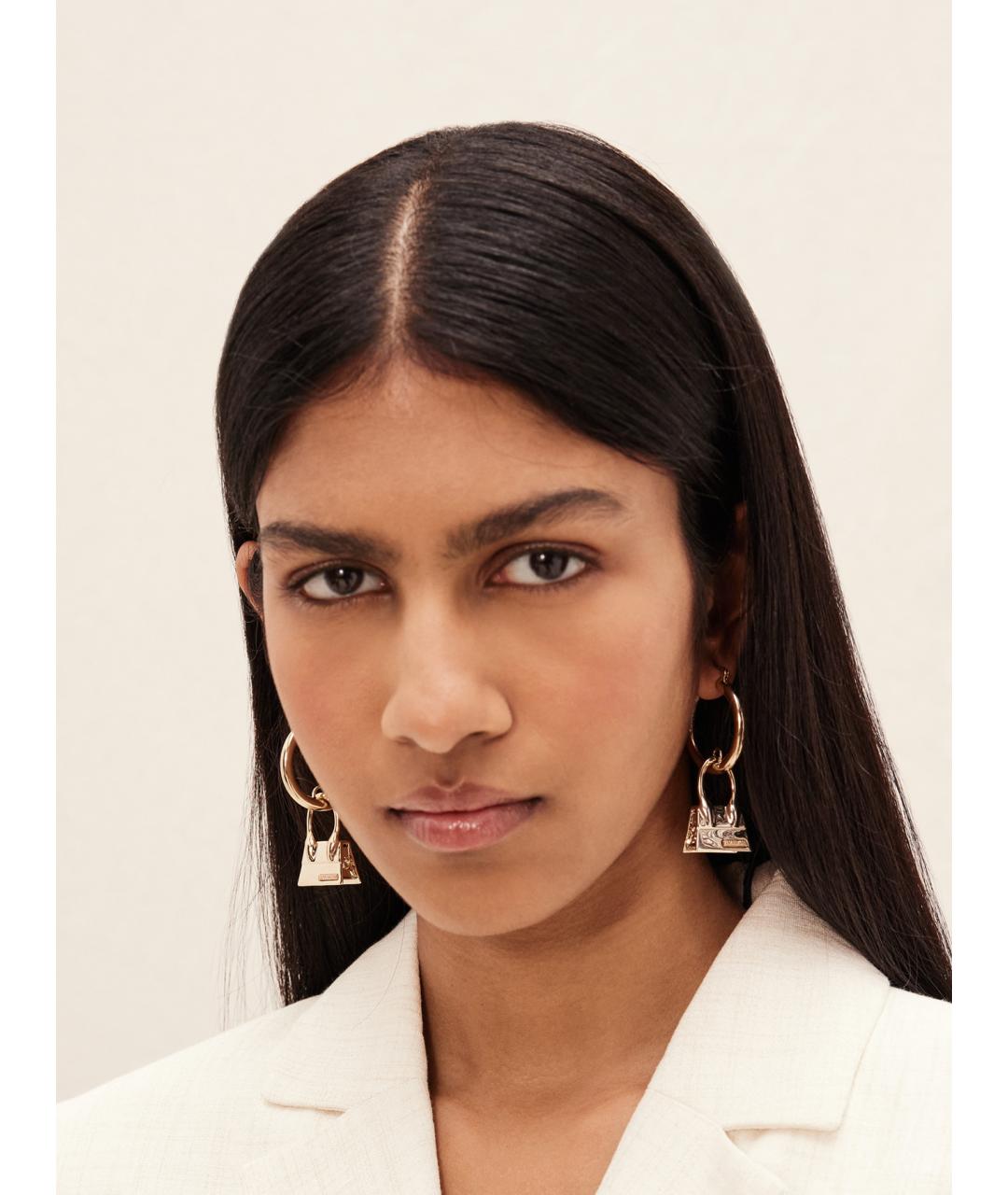 JACQUEMUS Золотые металлические серьги, фото 2