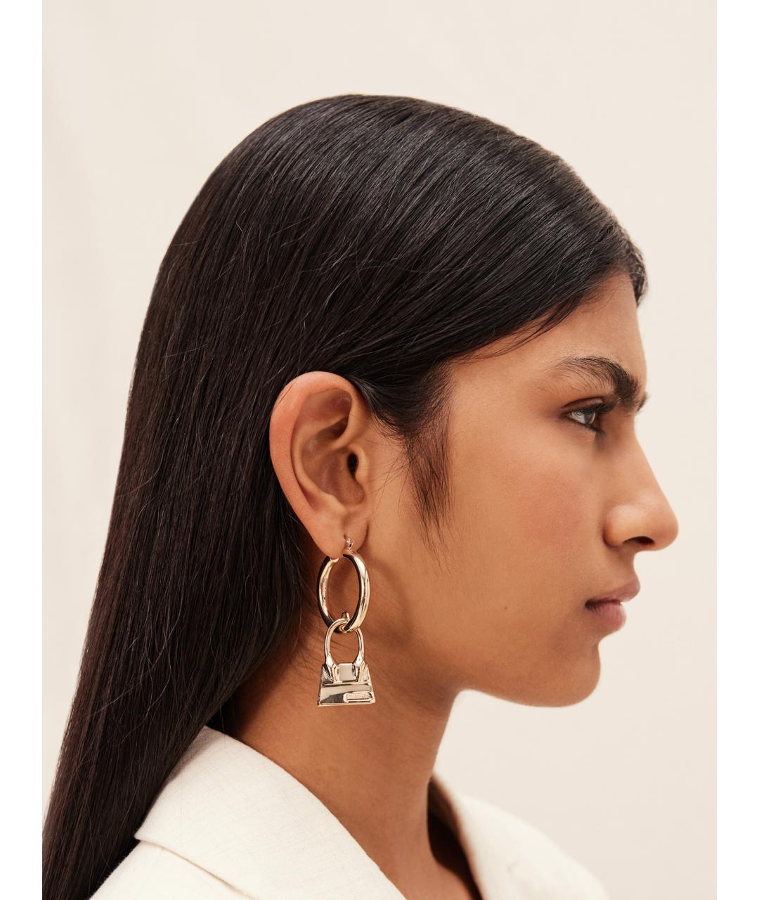 JACQUEMUS Золотые металлические серьги, фото 3