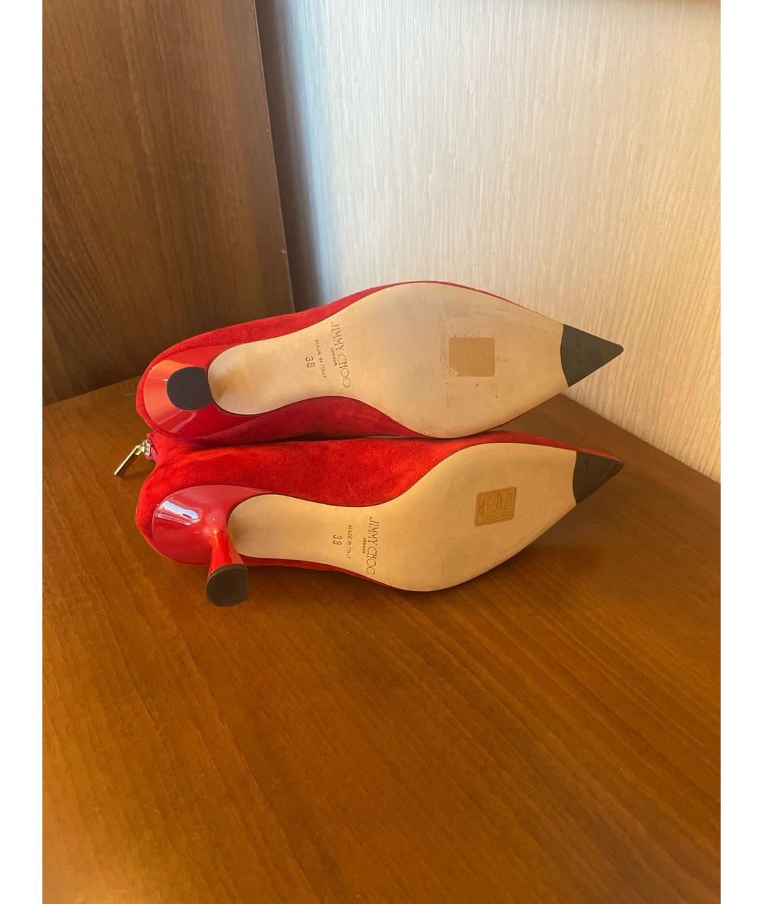 JIMMY CHOO Красные замшевые ботильоны, фото 5