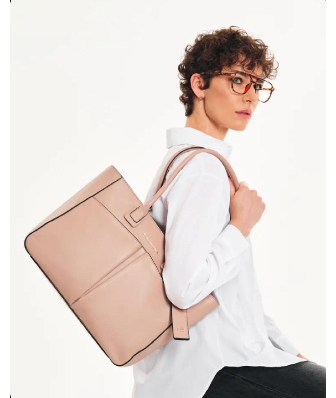 PIQUADRO Розовая кожаная сумка тоут, фото 2