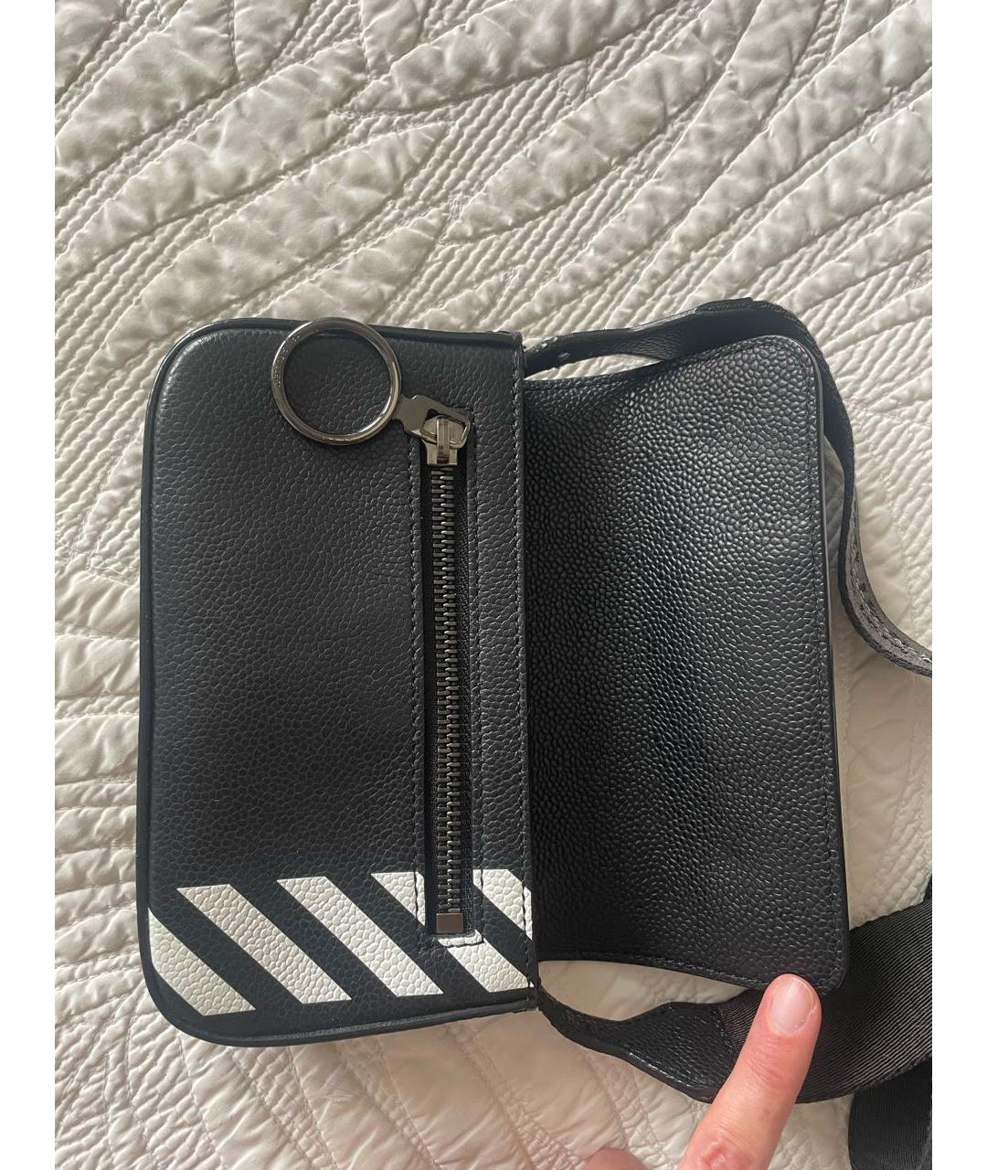 OFF-WHITE Черная кожаная сумка через плечо, фото 5