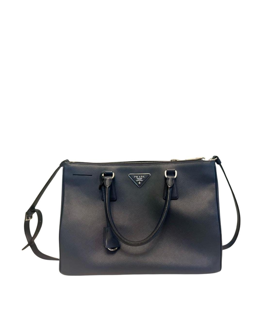 PRADA Темно-синяя кожаная сумка с короткими ручками, фото 1