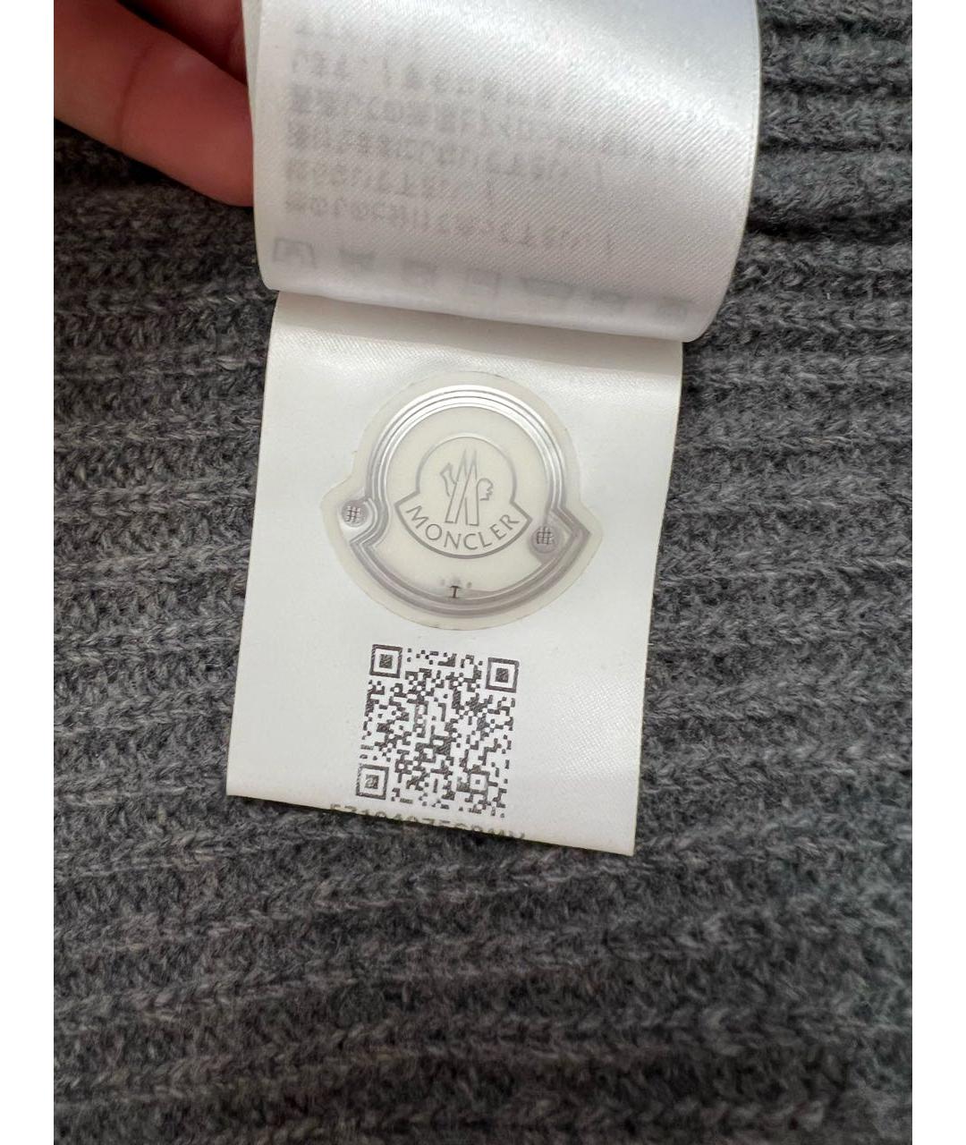 MONCLER Серая шерстяная шапка, фото 5