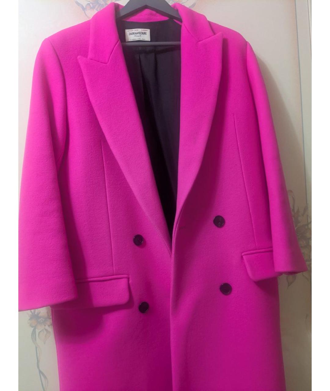 ZADIG & VOLTAIRE Розовое шерстяное пальто, фото 4