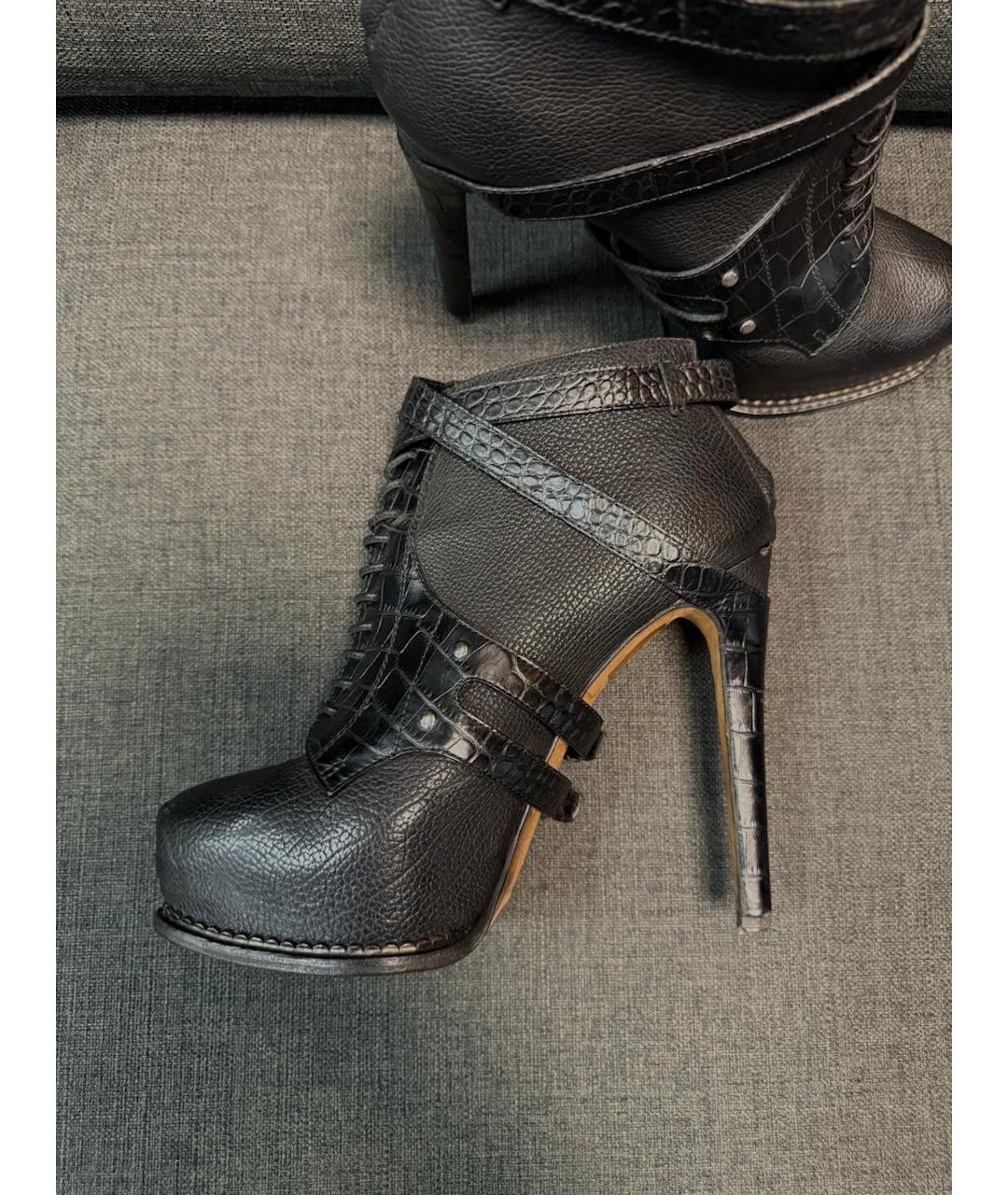 CHRISTIAN DIOR Черные кожаные ботильоны, фото 2