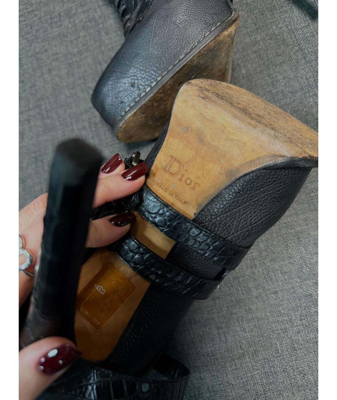 CHRISTIAN DIOR Черные кожаные ботильоны, фото 5