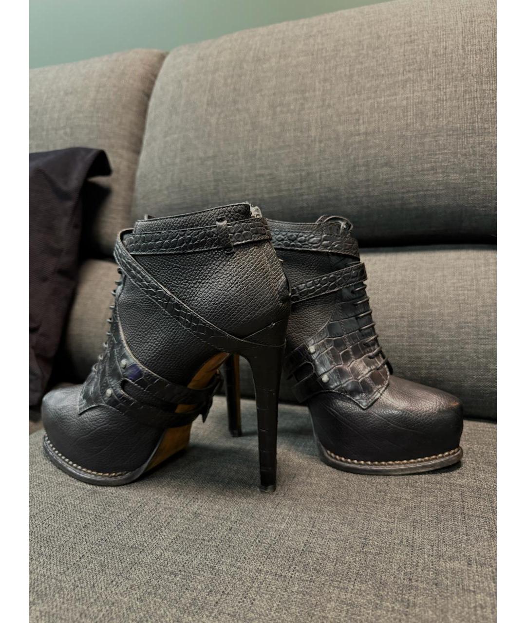 CHRISTIAN DIOR Черные кожаные ботильоны, фото 3