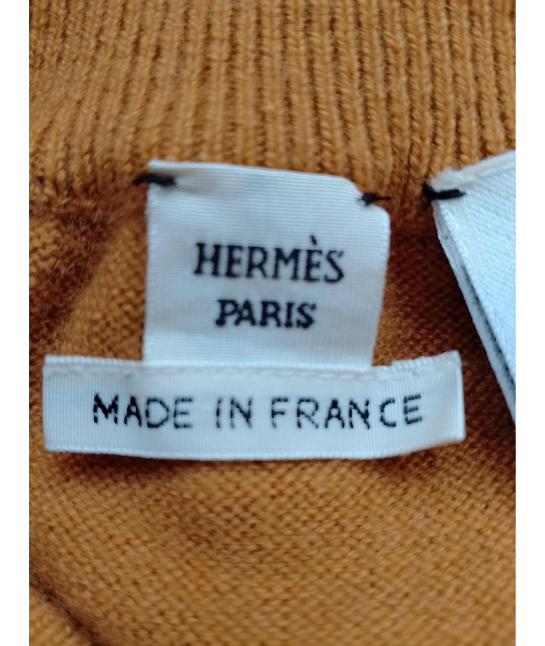 HERMES Оранжевая кашемировая юбка миди, фото 5