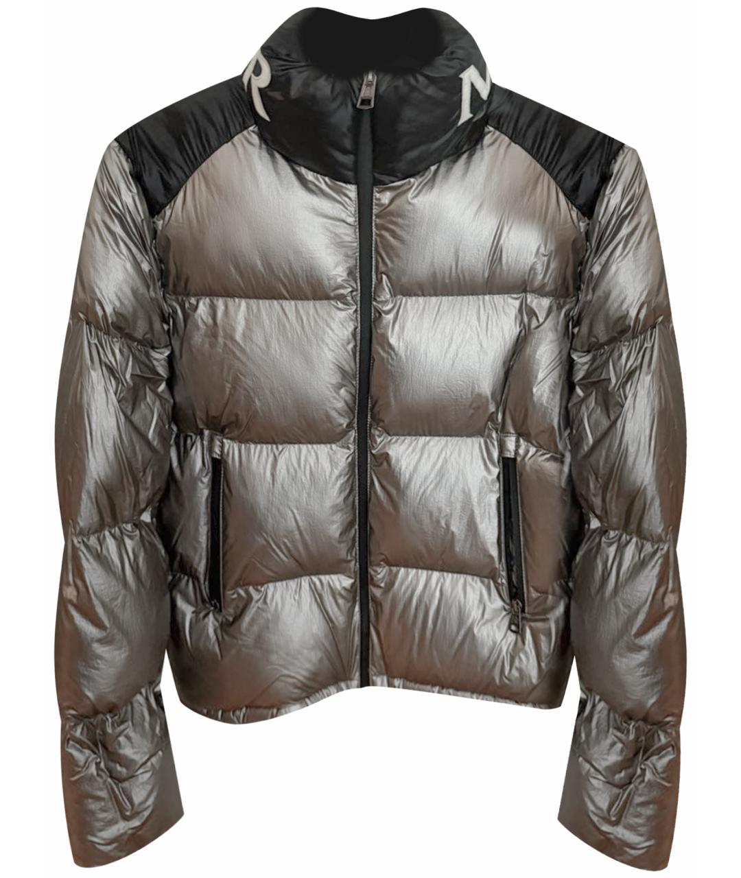 MONCLER Серебрянный полиамидовый пуховик, фото 1
